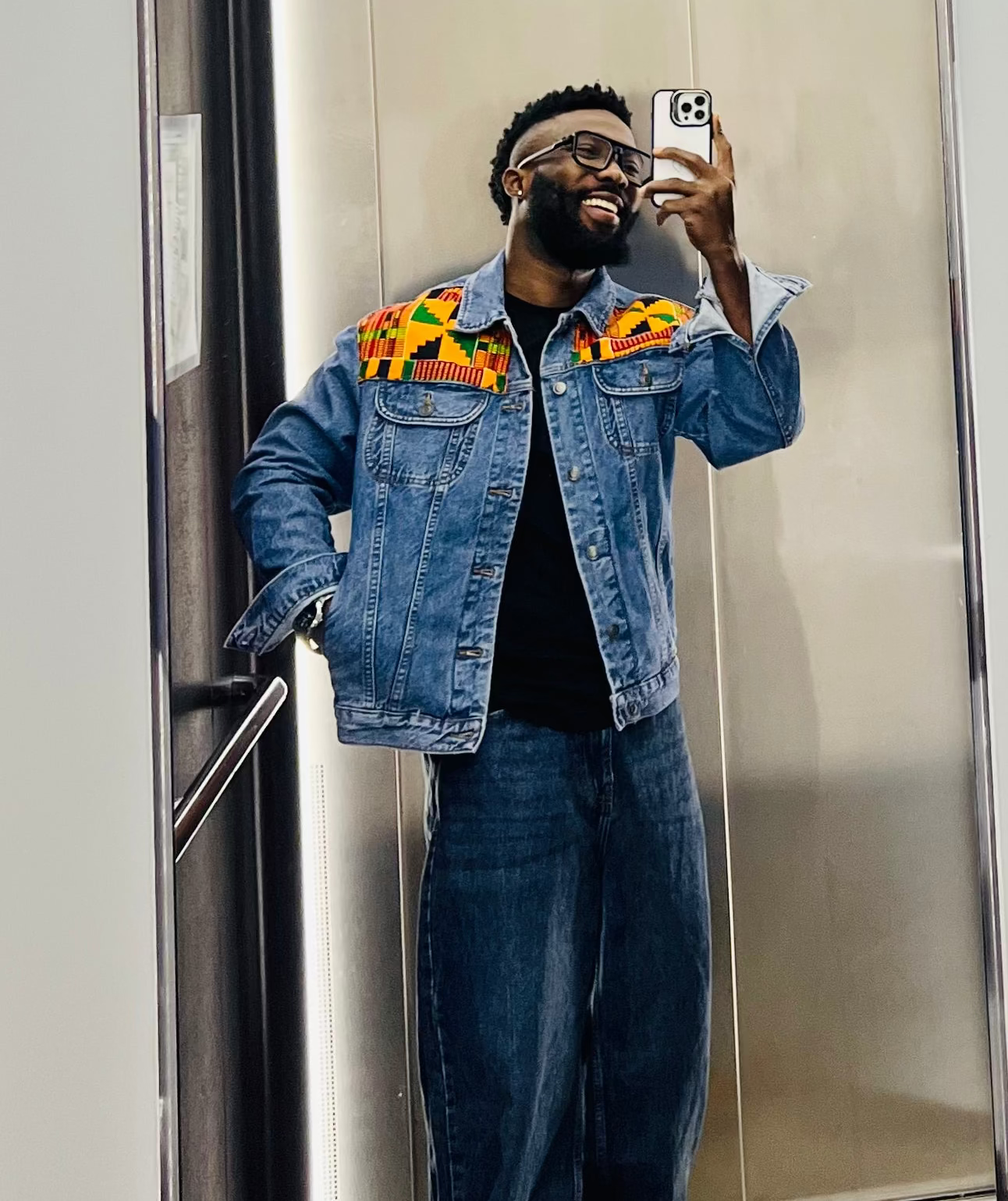 KENTE DENIM JACKET.
